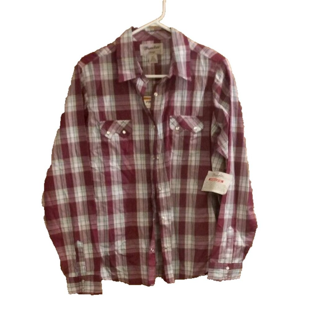 wrangler wrancher shirt Womans XXL pearl snap new with tags pink plaid western